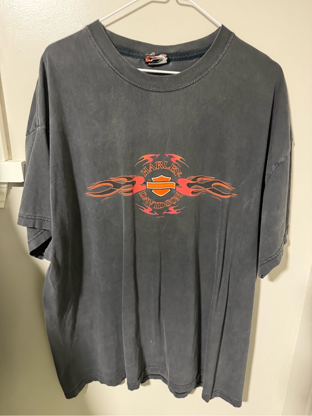 Harley-Davidson Black Short Sleeve Tee with Orange Flame Emblem
